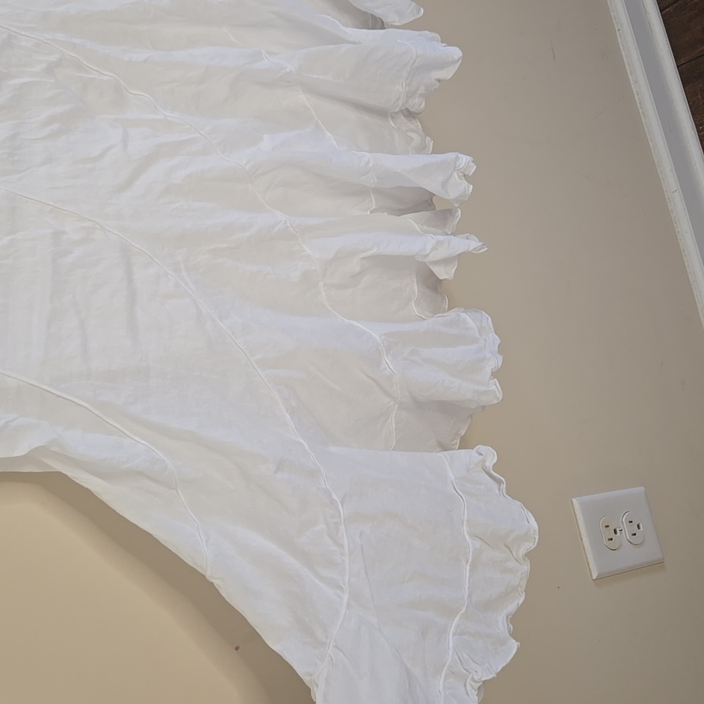 St Johns Bay White Cotton Godet Skirt Trumpet Cottagecore Midi Large - Picture 3 of 8
